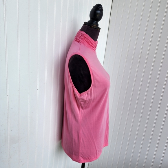Asara Women's Soft Pink Sleeveless Turtleneck Blouse Top Sttetch Sz L Large - Picture 4 of 10